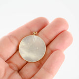 14K Yellow Gold Round Dolphin Pendant Mother of Pearl Inlay