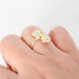 18k Yellow Gold Twin Heart Cubic Zirconia Cocktail Ring