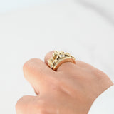 18K Yellow Gold Diamond Crown Design Band Ring