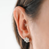 18K White Gold Diamond Floral Stud Earrings 1.36Ctw