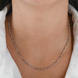 18K White Gold Diamond-Cut Ball And Bar Necklace 16"