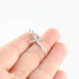 14K White Gold Wavy Cross Pendant 1.6g