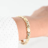 14K Yellow Gold Vintage Puffy XO Satin and Polished Bracelet