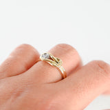 14K Yellow Gold Diamond Solitaire Cocktail Ring 0.25Ctw