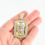 10K Yellow Gold Diamond Jesus Piece Dogtag Pendant 1.43Ctw