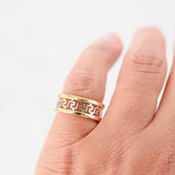 18K Two-Tone Gold Greek Key Pattern Band Ring