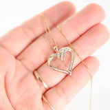 10k Yellow Gold 20” Petite Box Chain Necklace with Diamond Heart Pendant