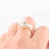 14K Yellow Gold Marquise Solitaire Doble Channel Set Engagement Ring 0.31Ctw