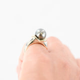 14K Two-Tone Gold Tahitian Black Natural Pearl Cocktail Ring