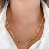 14K Yellow Gold Diamond-Cut Rope Link Chain 24"