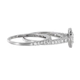 14K White Gold Diamond Cluster Engagement Ring And Wedding Band 1.54Ctw