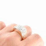 14k Two-tone Gold Diamond Cluster Signet Ring