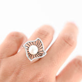 14K White Gold Peal Dangling Diamond Flower Cocktail Ring