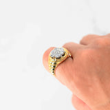 14k Yellow Gold Diamond Cluster Signet Ring