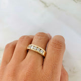 Anillo de boda de banda de diamantes de oro amarillo de 14 k para hombres, anillo de banda de bodas de diamantes de oro para hombres, regalo para él, anillo unisex