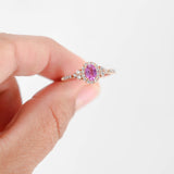 14K Rose Gold Oval Pink Sapphire And Diamonds Halo Ring