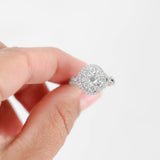 14K White Gold Diamond Cluster Engagement Vintage Cocktail Ring