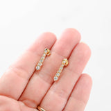 14K Yellow Gold Diamond Graduated Round-Cut Bar Earrings 0.46Ctw