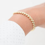 18K Yellow Gold San Marcos/Macaroni Style Link Hollow Bracelet