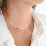 14K White Gold Blue Sapphire By the Yard Necklace