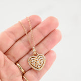 14k Rose Gold Diamond Heart Charm Rolo Link Chain Necklace 0.73Ctw