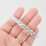 925 Sterling Silver Flat Twisted Chain Link Bangle Open Cuff Bracelet