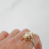 14K Yellow Gold Vintage Opal Cluster Cocktail Ring