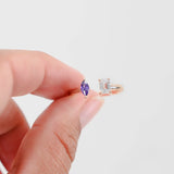 10K Rose Gold Diamond Lab Amethyst Moi Et Toi Open Cuff Ring