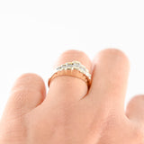 14K Yellow Gold Diamond Princess Cut Half Bezel Ring