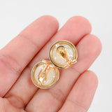 14K Yellow Gold Mabe Button Peal Stud Earrings