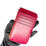 Authentic Cartier Calfskin Leather Simple Card Holder Cherry Red