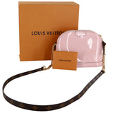 Authentic Louis Vuitton Alma Chain Handbag Vernis with Monogram Canvas Mini Pink