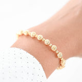 18K Yellow Gold Diamond Cut Hollow Bead Ball Bracelet