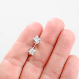 10K White Gold Diamond Solitaire Princess-Cut Stud Earrings 0.80Ctw