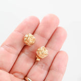 14K Yellow Gold Round Interwoven Stud Earrings