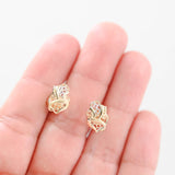 18K Two-Tone Gold Flowing Openwork Filligree Stud Earrings