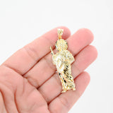 14K Yellow Gold Diamond-Cut San Judas / St. Jude Hollow Pendant