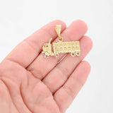 14K Yellow Gold Diamond-Cut Semi-Truck Big Rig Hauler Pendant