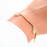 18K Yellow Gold Diamond-Cut Box Link Chain Fruit Charms Bracelet