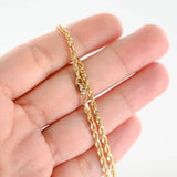 14K Yellow Gold Rope Link Diamond-Cut Solid Chain 18"