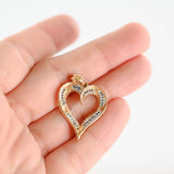 14K Yellow Gold Diamond Channel Set Heart Pendant 0.33Ctw