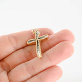 14K Yellow Gold Diamond Graduated Flowing Cross Pendant 0.67Ctw