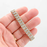 14K Yellow Gold Diamond Tennis S Link Double Bracelet 1.85Ctw