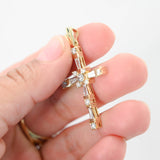 14K Yellow Gold Diamond Baguette and Round Cut Incrusted Cross Pendant