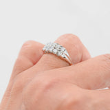 14K Two-Tone Gold Diamond Cluster Two-Row U-Cut Setting Ring