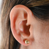 18K Yellow Gold Ball Studs With Diamond-Cut Bead Backing