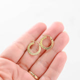 18K Yellow Gold Greek Key Mini Hoop Earrings