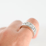 14K White Gold Three Diamond Men's Band Ring 1.38Ctw