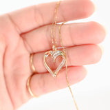 10k Yellow Gold 20” Petite Box Chain Necklace with Diamond Heart Pendant