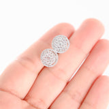 14K White Gold Diamond Cluster Round Stud Earrings 1.04Ctw